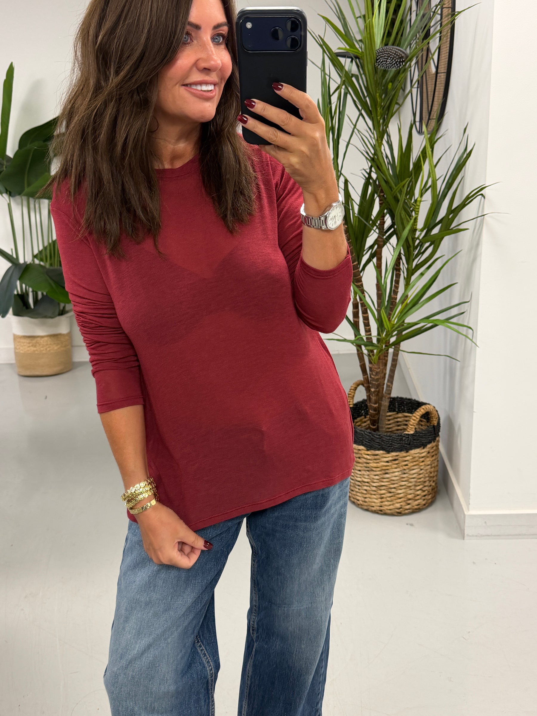 The Cashmere Blend Layering Top - Wine (Size 12-18)