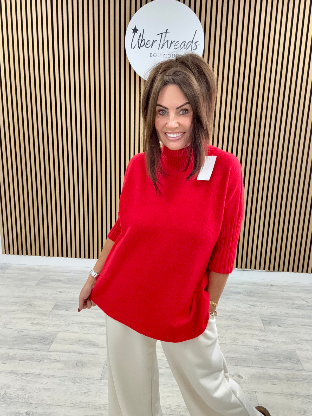 Crop Sleeve Knit - Red