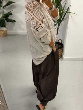 Crochet Pocket Hi Lo Tunic - Mushroom