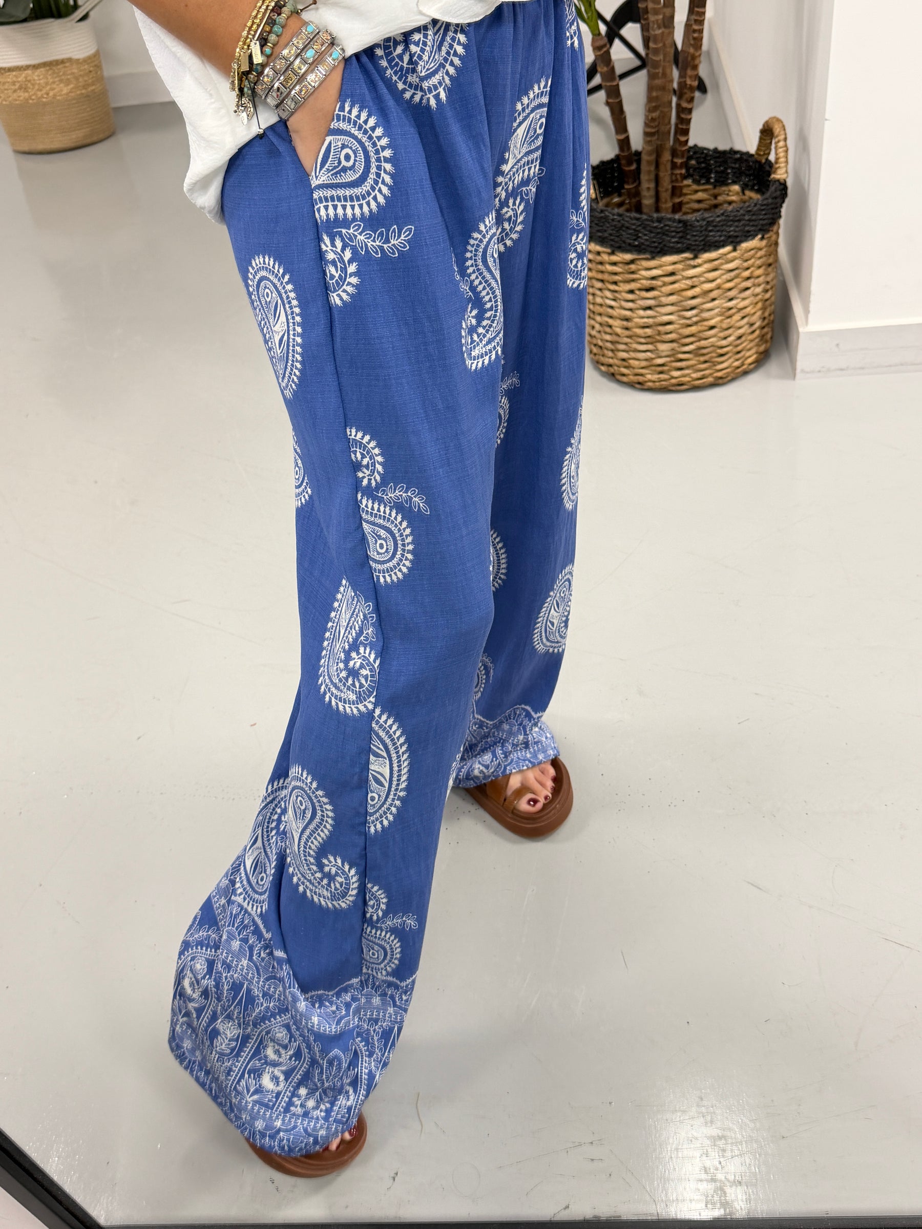 The Paisley Wide Leg Trouser - Denim