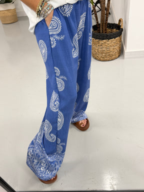 The Paisley Wide Leg Trouser - Denim