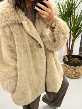 Kensington Faux Fur Swing Jacket - Camel