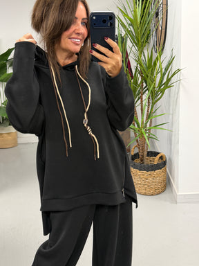 Scuba Hooded Sweater- Black (Size 12-16/18)