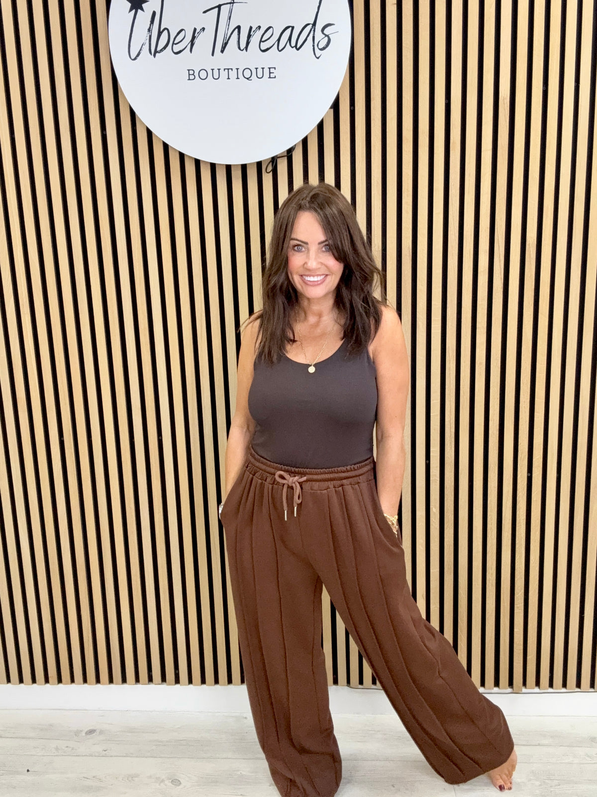 Mollie Pleated Joggers - Chocolate