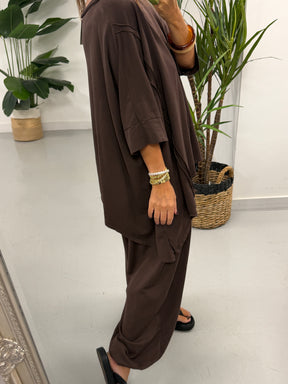 The Freestyle Slouch Handkerchief Hem Sweat - Chocolate