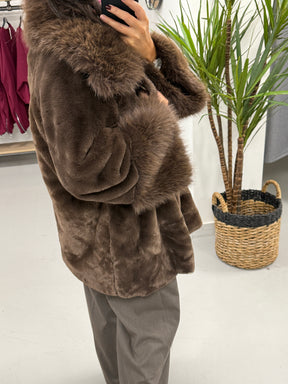Kensington Faux Fur Swing Jacket - Chocolate