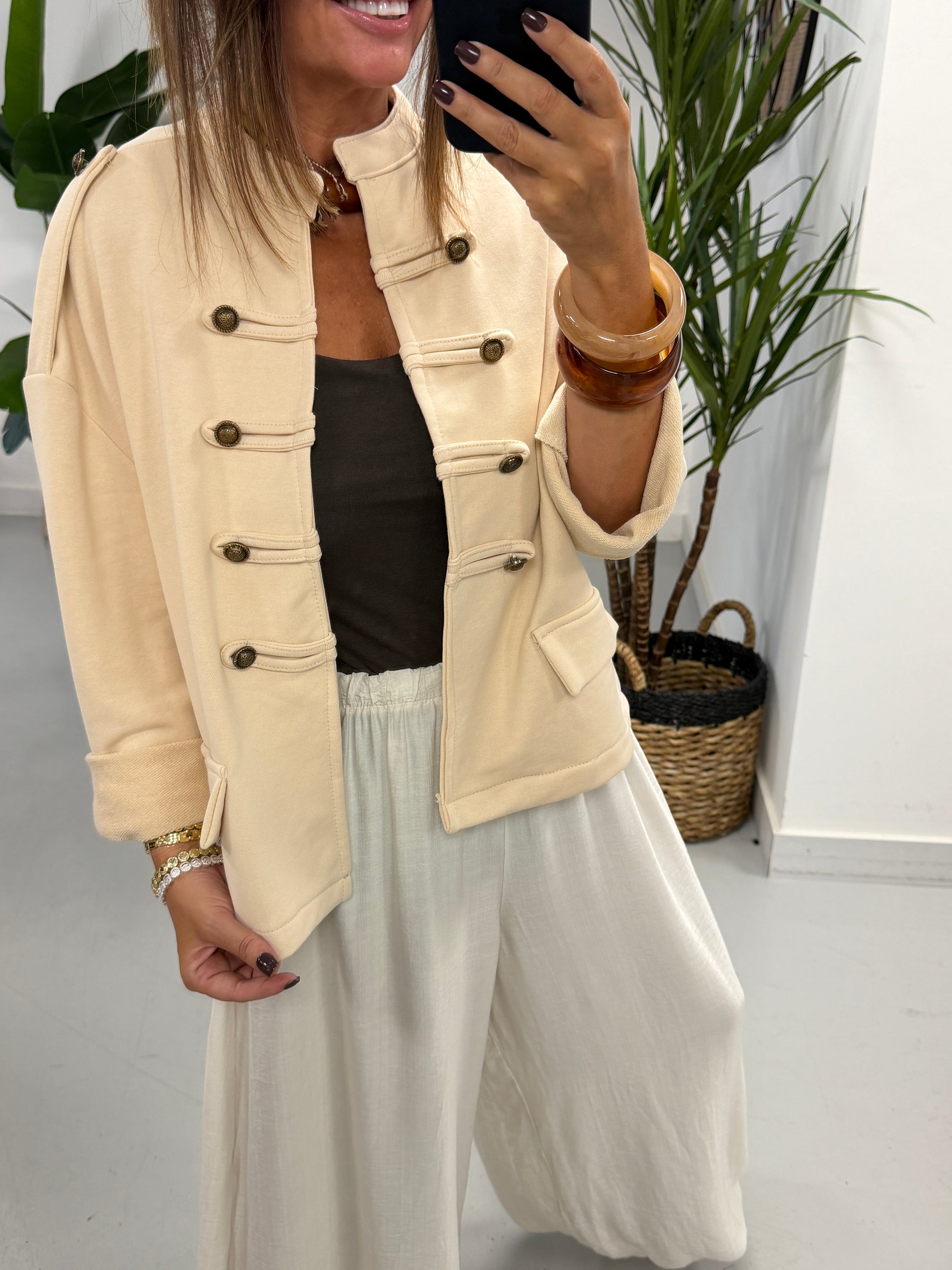 Zeta Otto Military Jacket - Cream