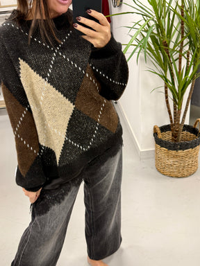 Argyle Crew Neck - Black