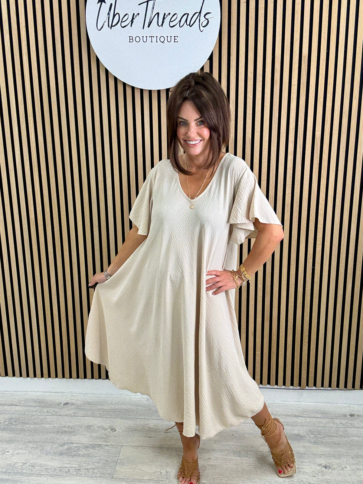 Heidi Swing Dress - Stone