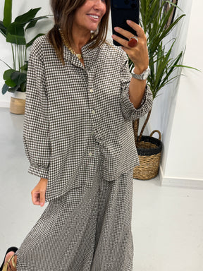 The Gingham Button Shirt - Chocolate