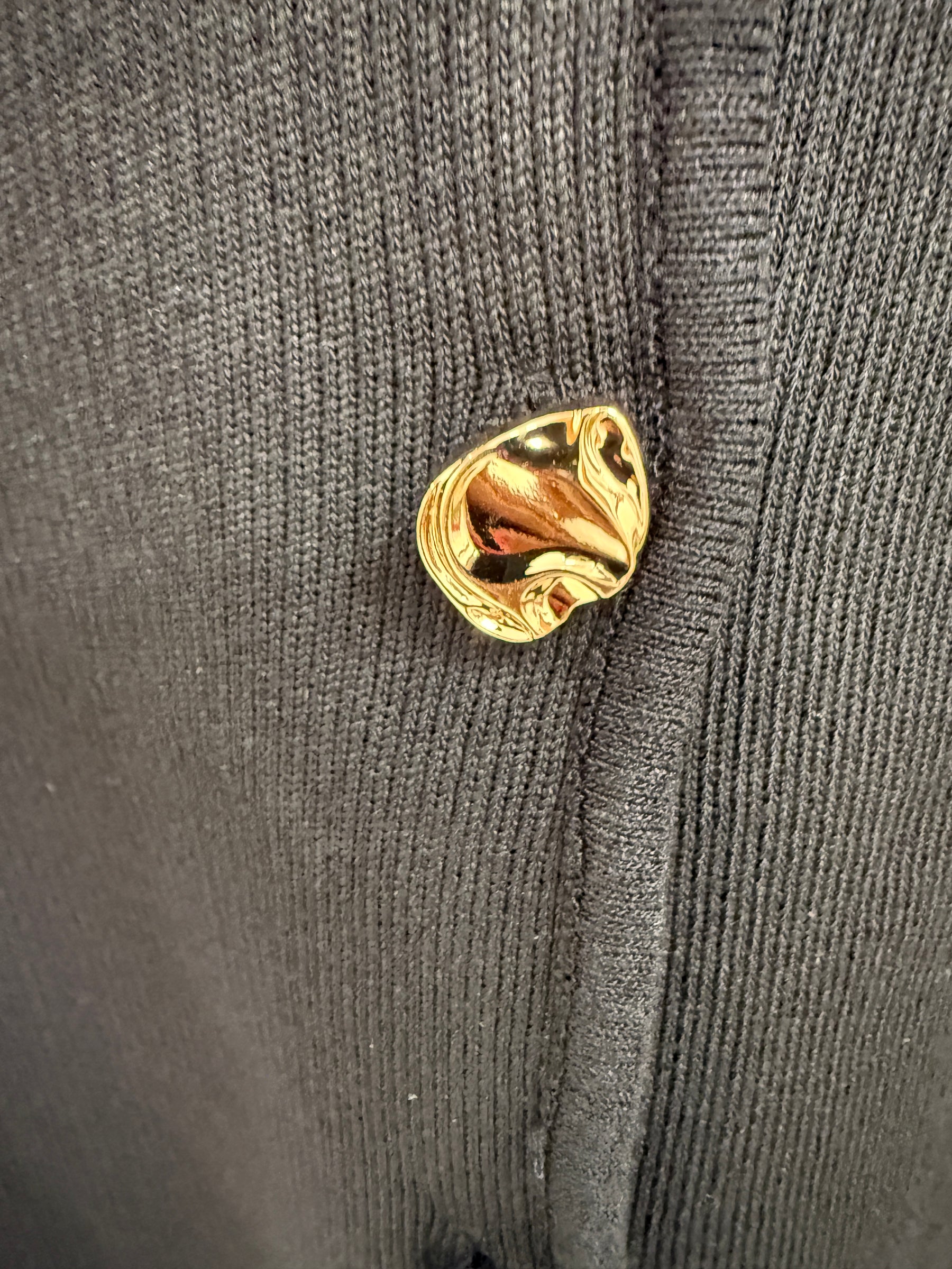 Gold Button Cardigan - Black