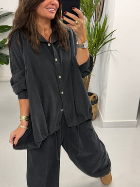 The Needlecord Shirt - Charcoal (size 12-18)