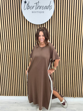 The Autumn Stripe Dress - Chocolate