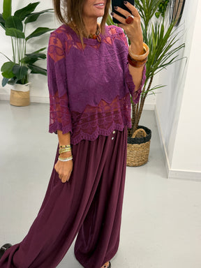 Seville Lace Top - Magenta
