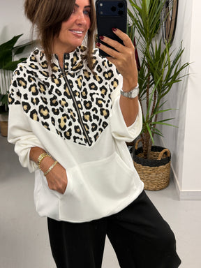 Animal Scuba Zip Up Sweater- Winter White (Size 12-16)