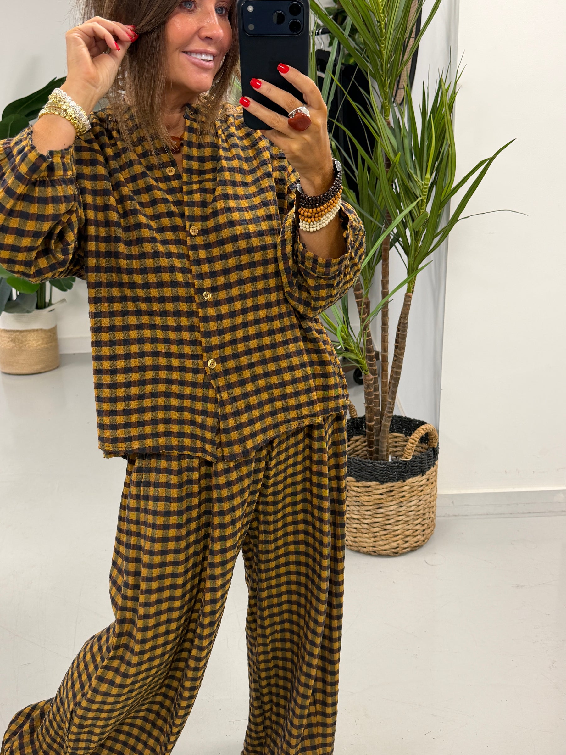 The Autumn Check Shirt - Mustard/Choc/Navy