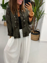 Camo Denim Military Jacket - Dark Khaki