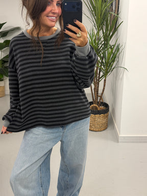 The Weekend Chill Cuff Stripe - Grey/Black (Special Buy No Return) Size 10 - 14