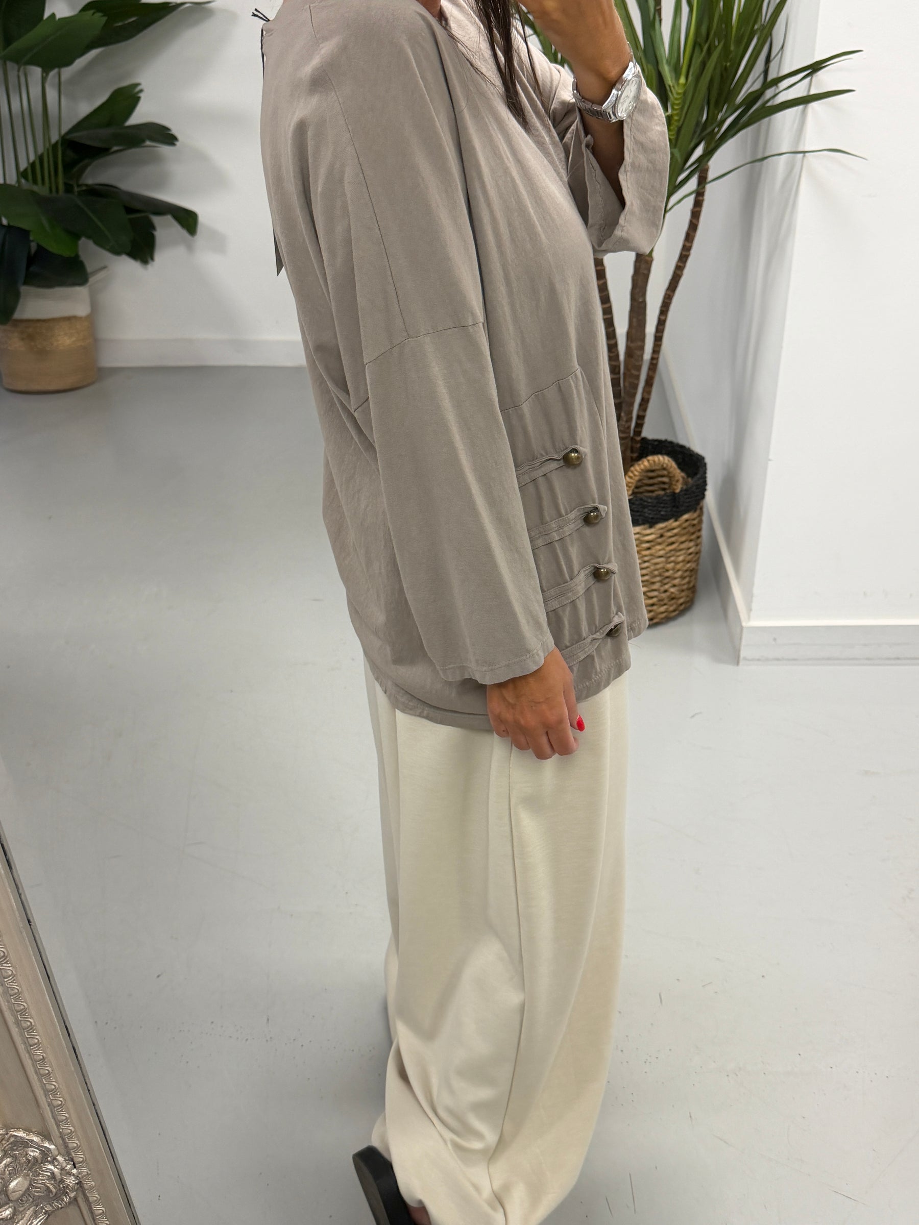 Military Slouch Top - Taupe