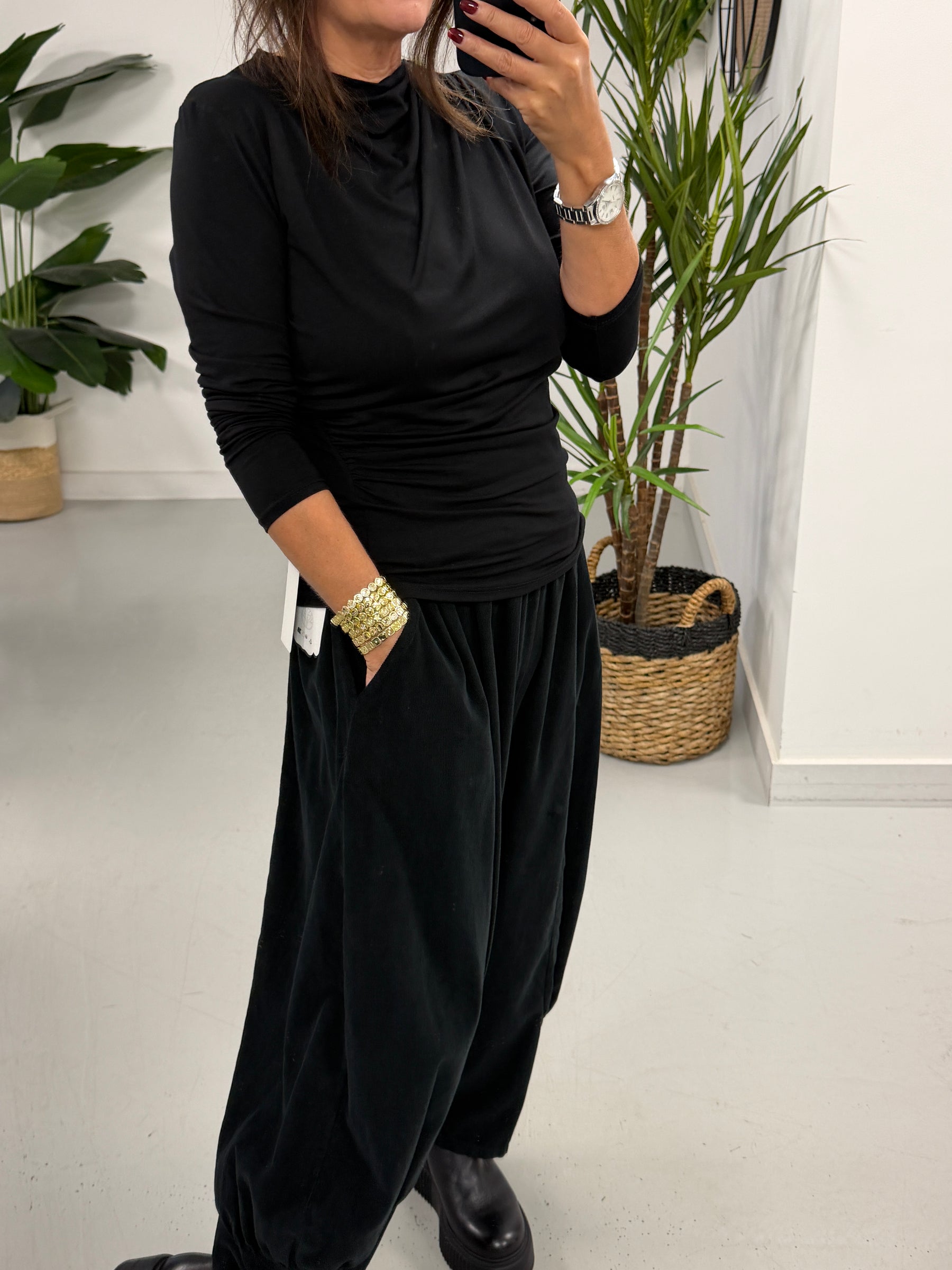 The Orleans Needlecord Joggers - Black (Size 10-18)