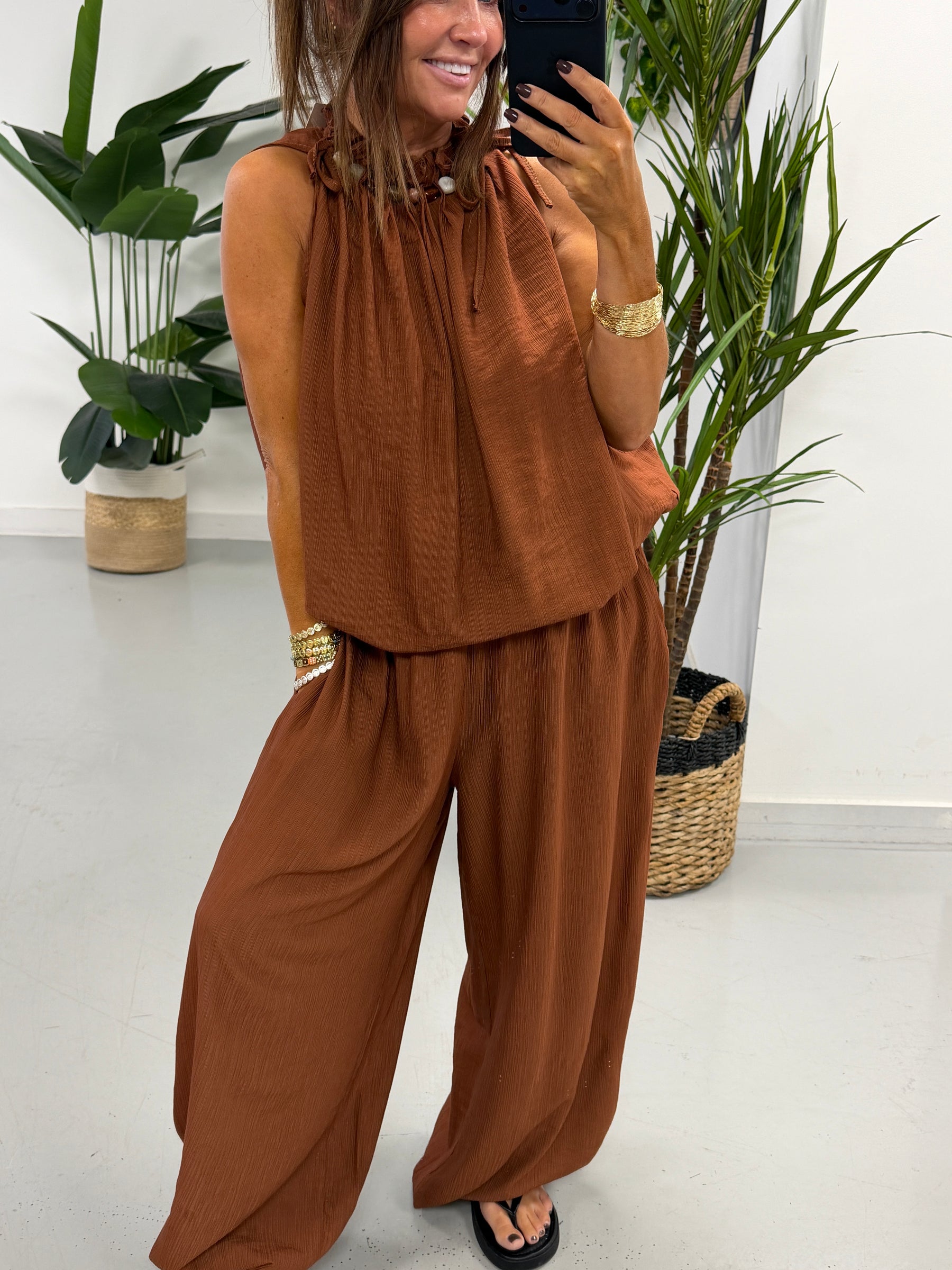 Crinkle Pebble Co Ord - Rust