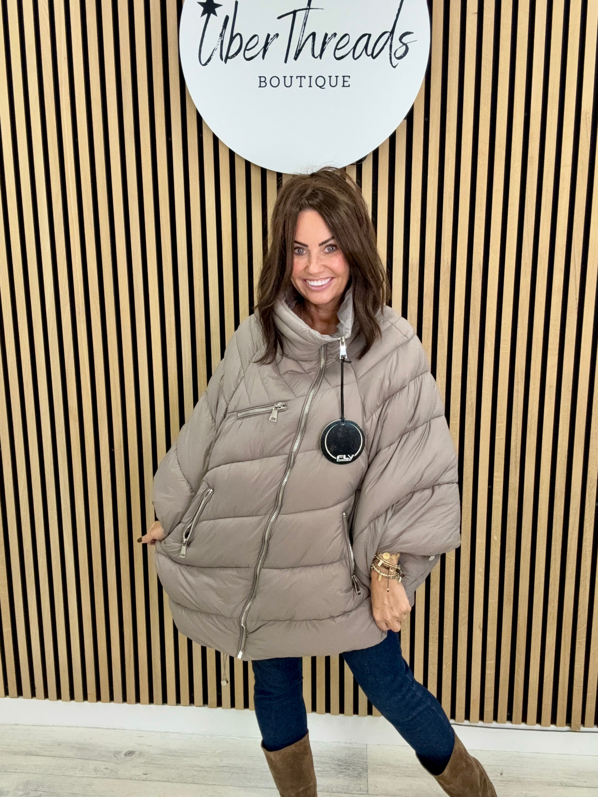 Fly Cape Coat  - Taupe (sized)