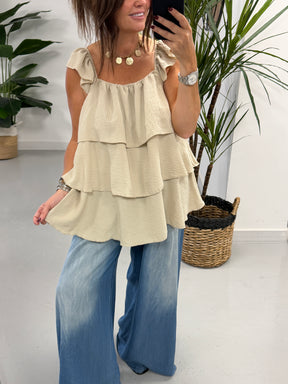 Liberty Ruffle Tunic - Cream