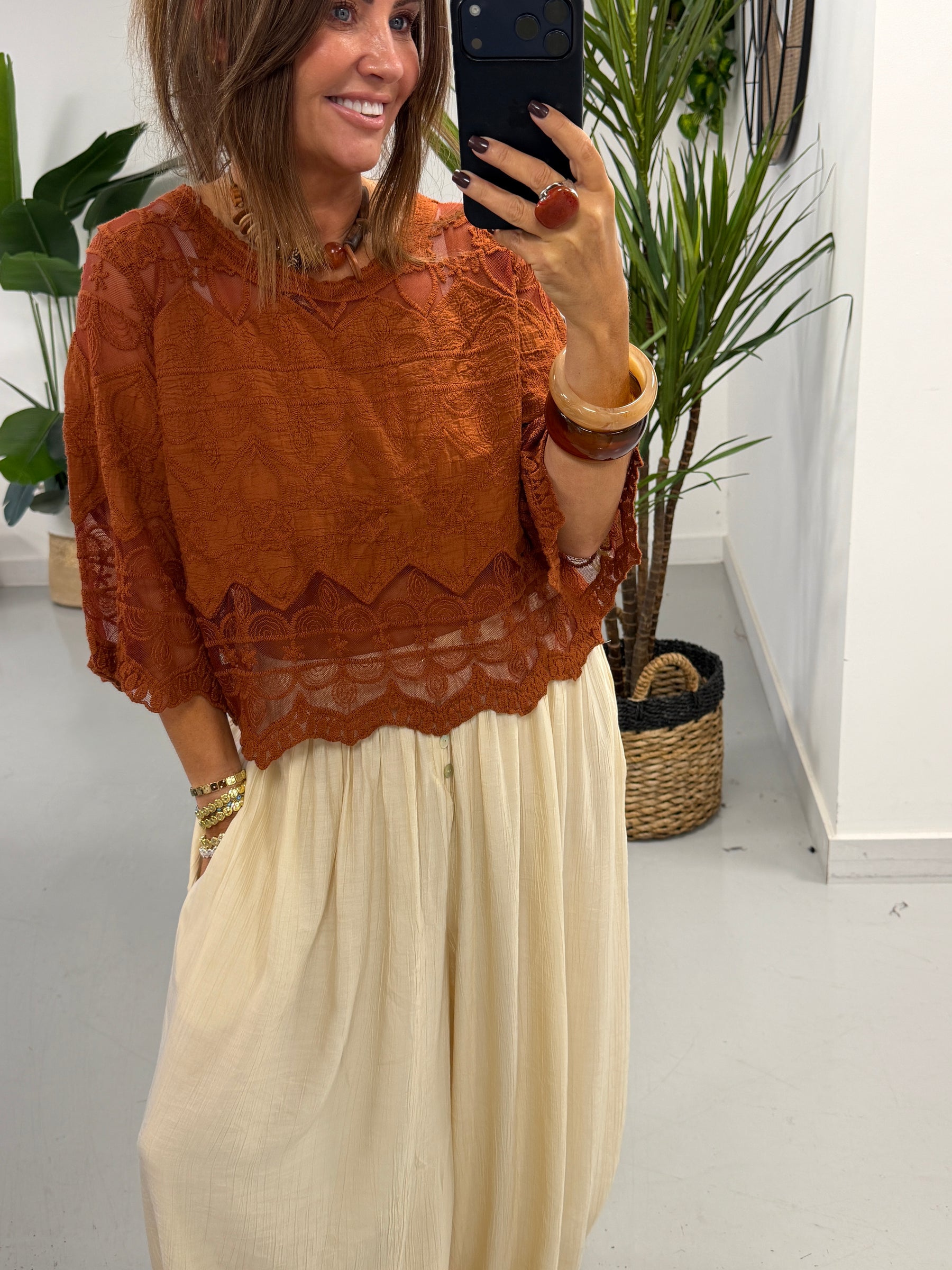 Seville Lace Top - Rust