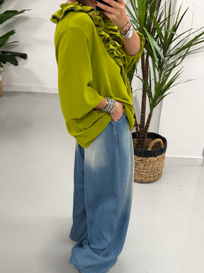 Luna Double Ruffle Blouse - Pistachio