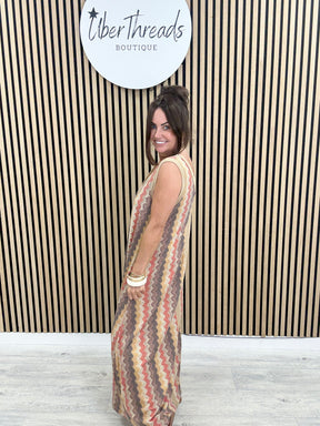 The Luxe Sleeveless Ziggy Maxi - Brown/Gold