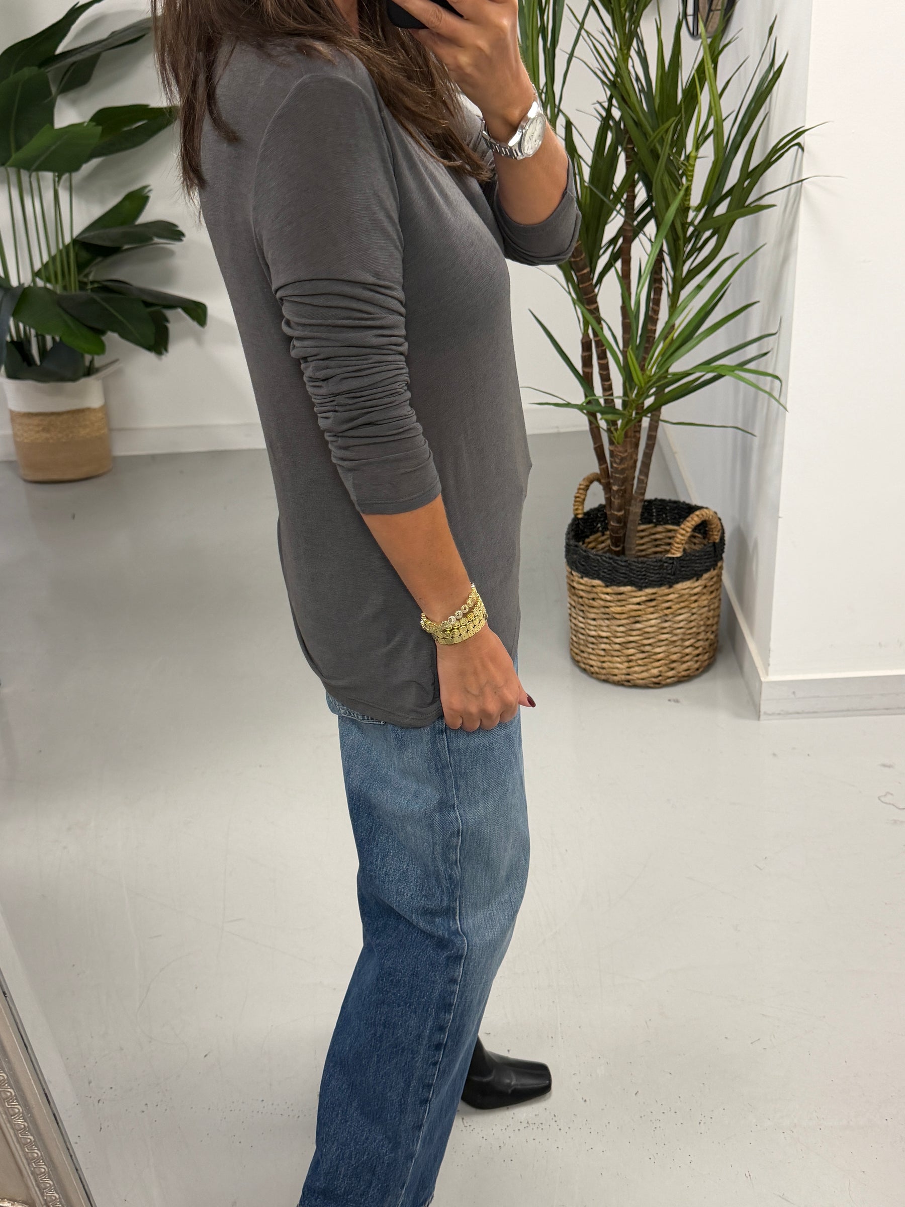 The Cashmere Blend Layering Top - Grey (Size 12-18)