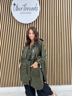 Fly Jacket - Side Press stud - Khaki
