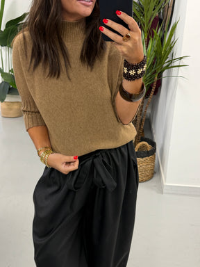 Crop Sleeve Knit - Camel