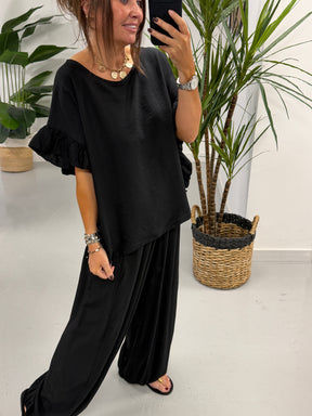 The Side Frill Tunic - Black
