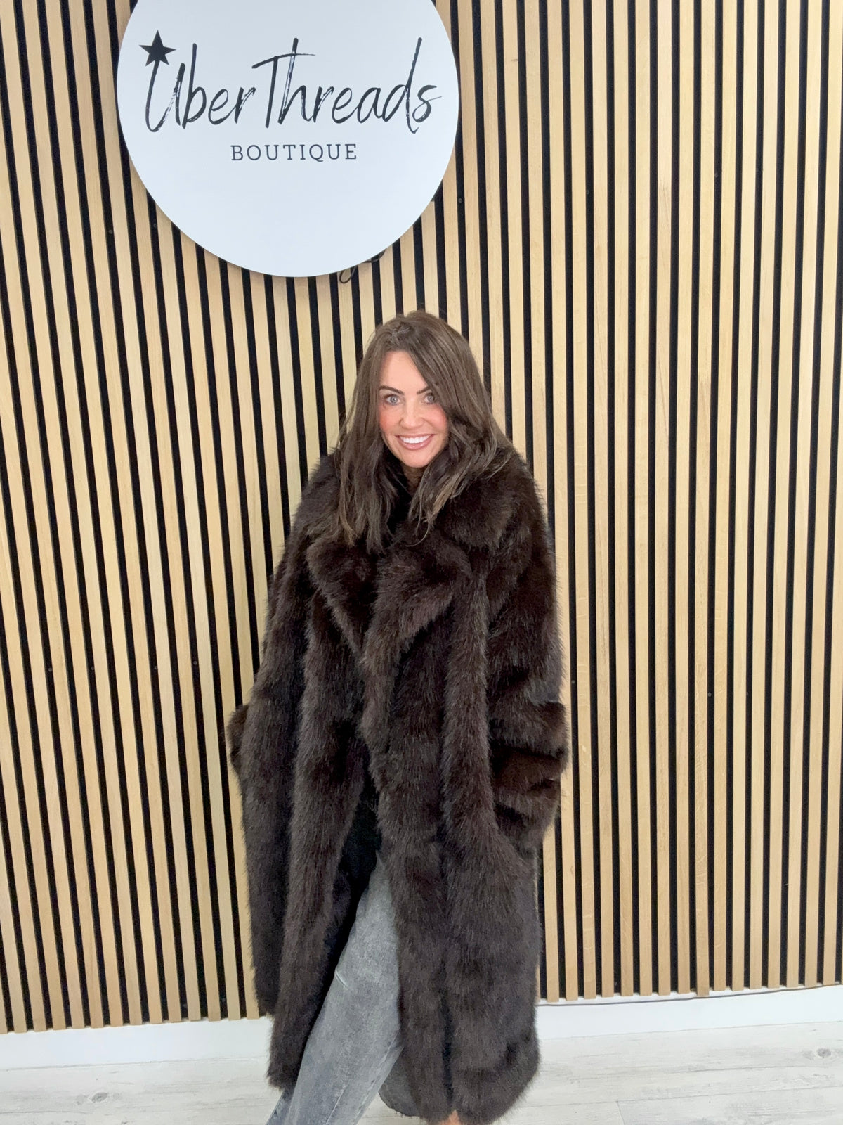 The Knightsbridge Longline Faux Fur Coat- Deep Chocolate