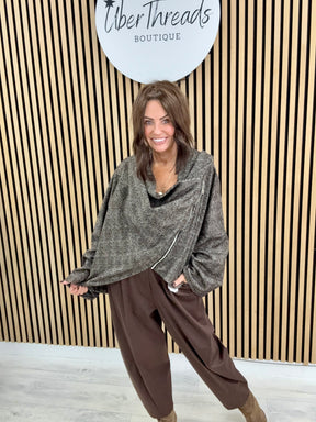 The Harris Asymmetric Zipped Jacket - Chocolate