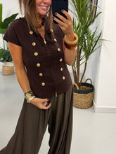 Capped Sleeve Military Waistcoat - Chocolate