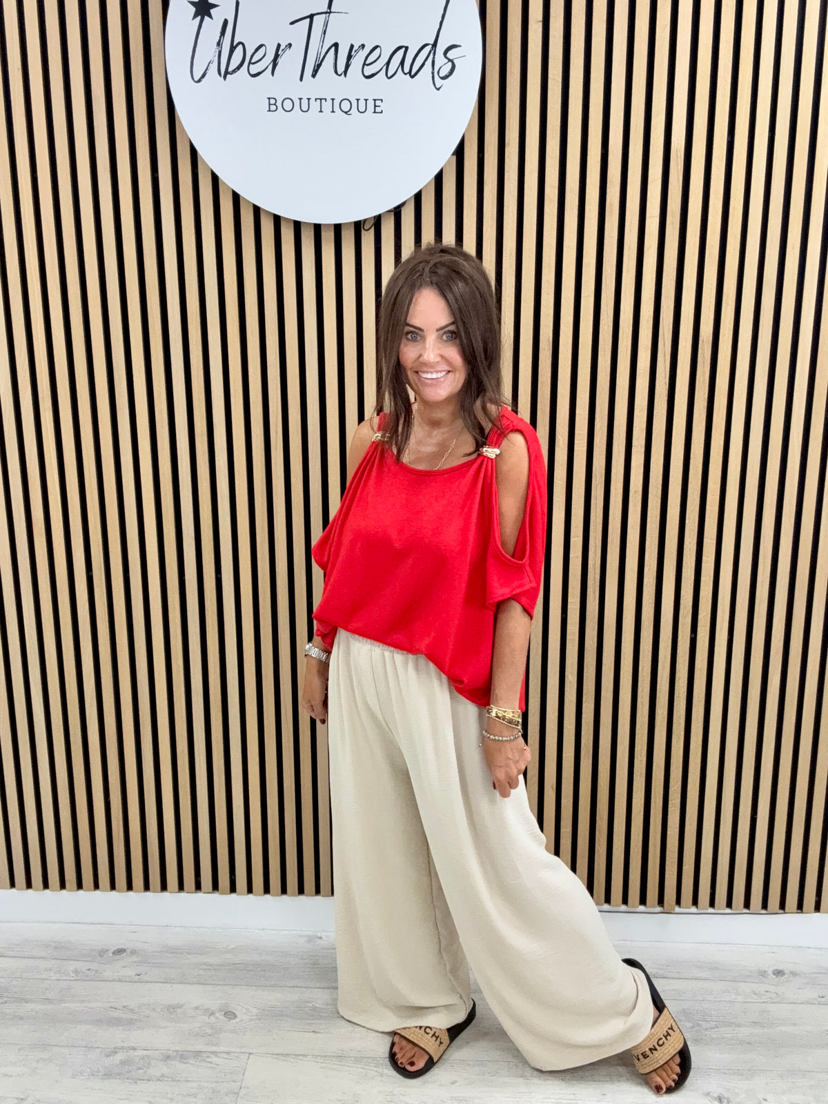 The Soft Knit Calle Cold Shoulder - Red