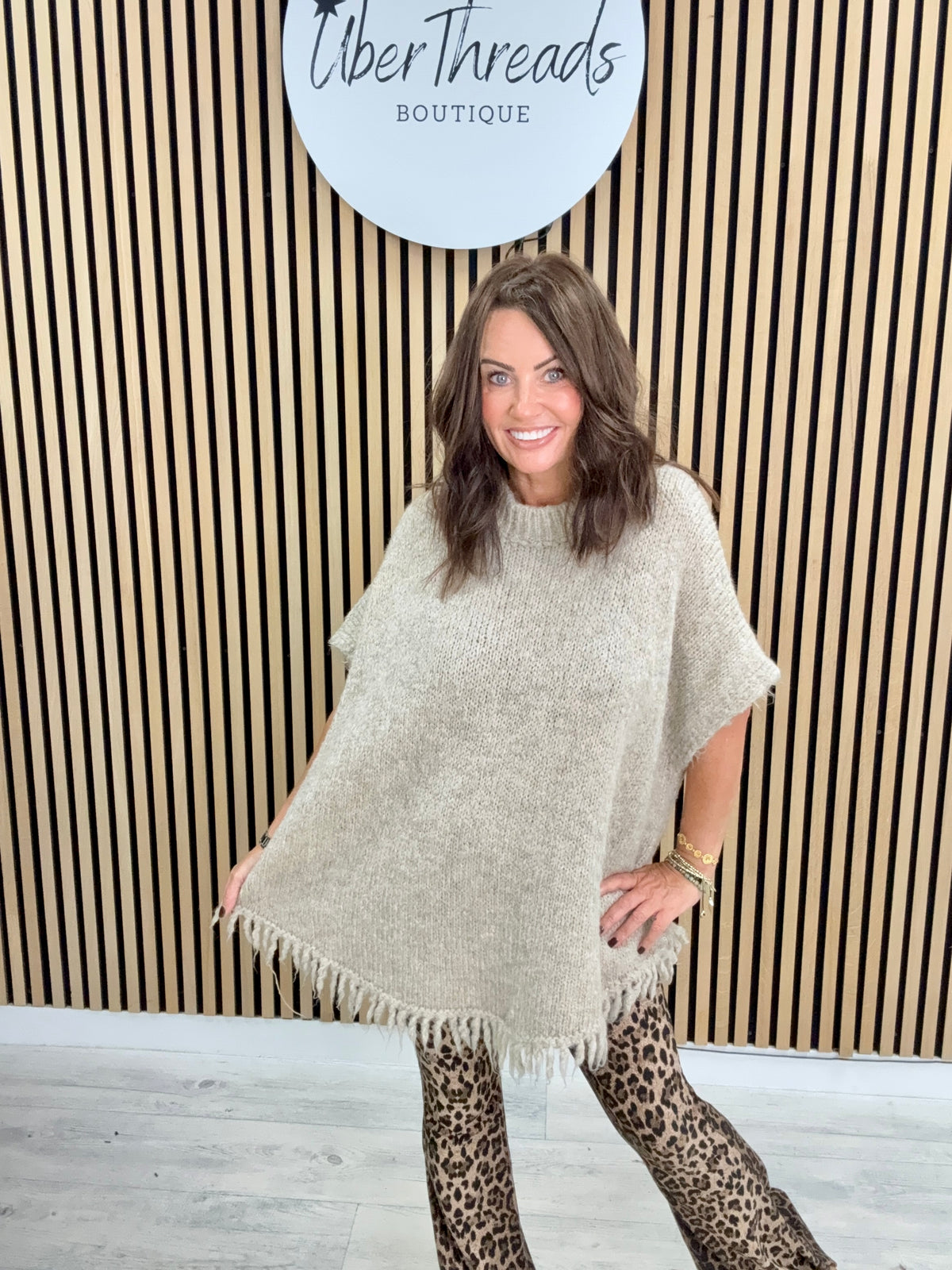 The Sleeveless Fringed Knit - Oatmeal