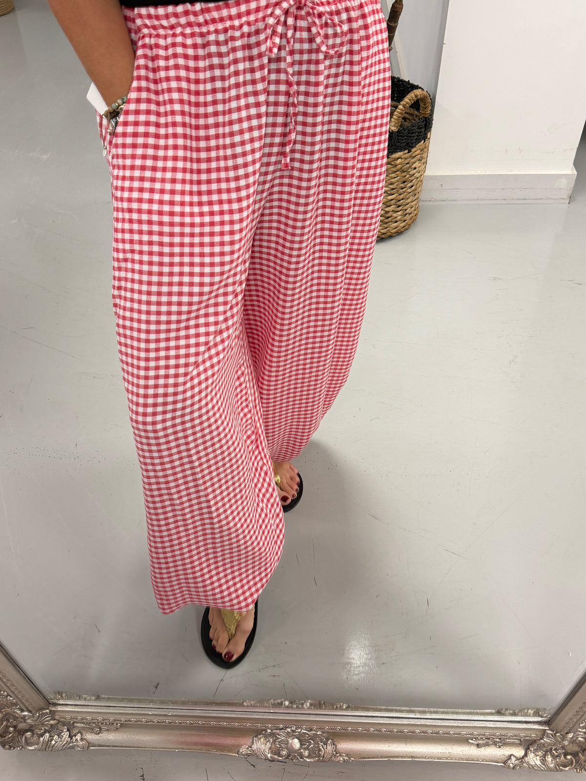 The Vichy Gingham Balloon Balloon Trouser - Red