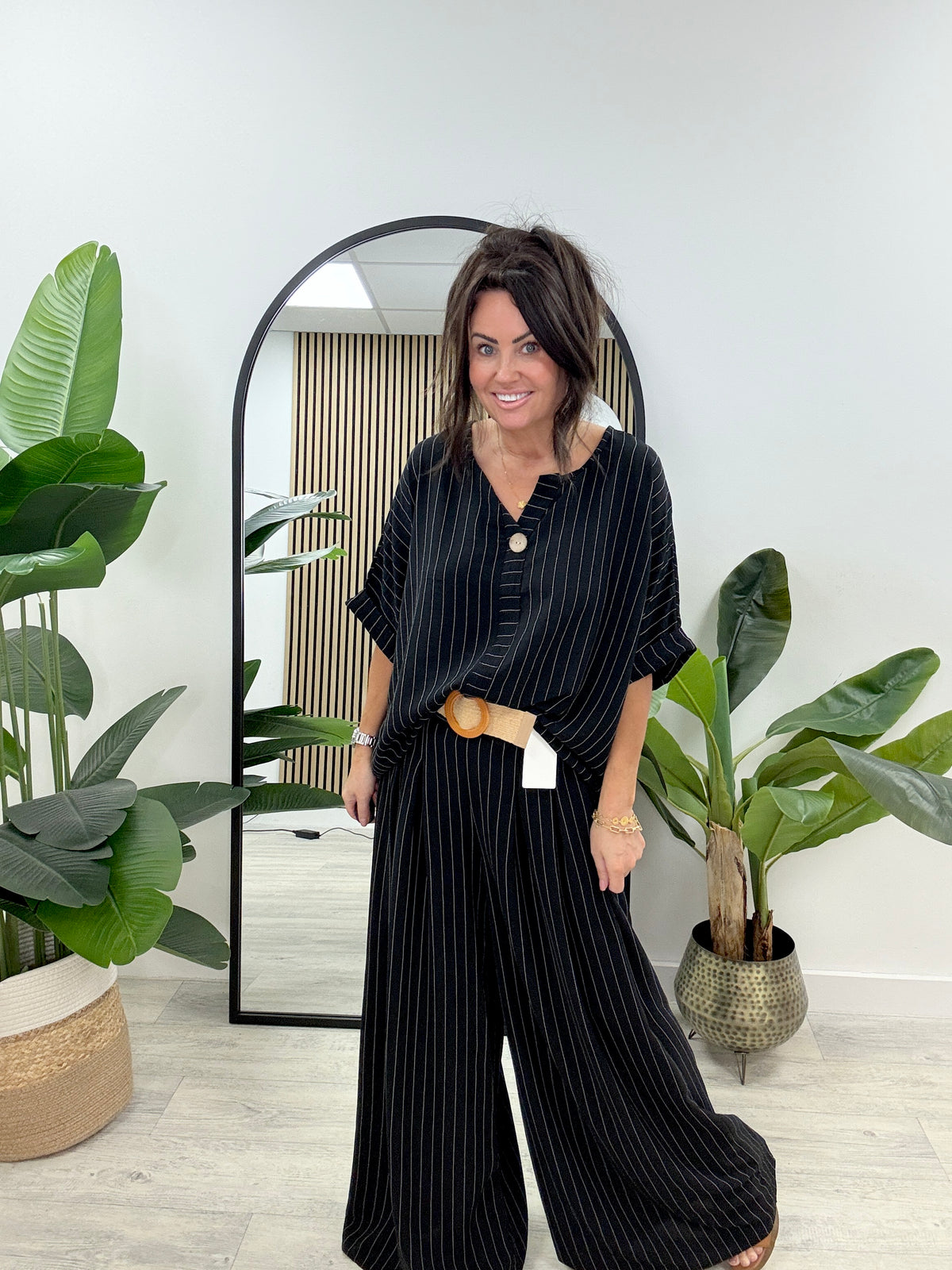 The Pinstripe Two Piece - Black