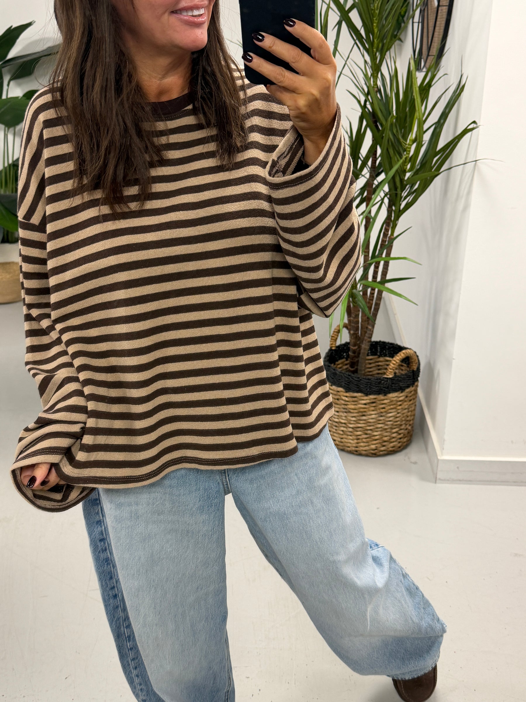 The Weekend Chill Stripe - Camel/Chocolate (Special Buy No Return) Size 10 - 16