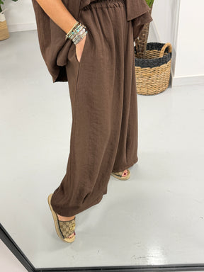 I.D Arizona Wide Leg Trouser - Chocolate