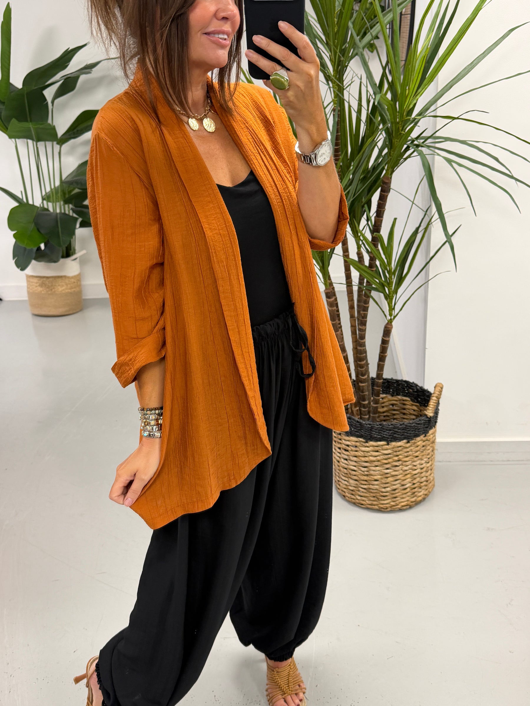 Crinkle Blazer - Rust