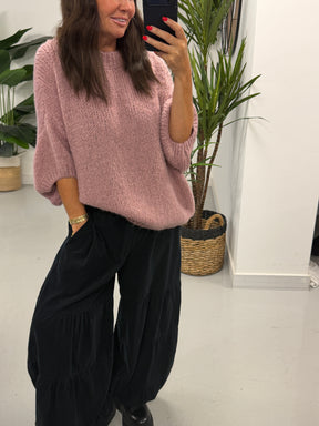The Rustic Crop Sleeve Knit - Mauve