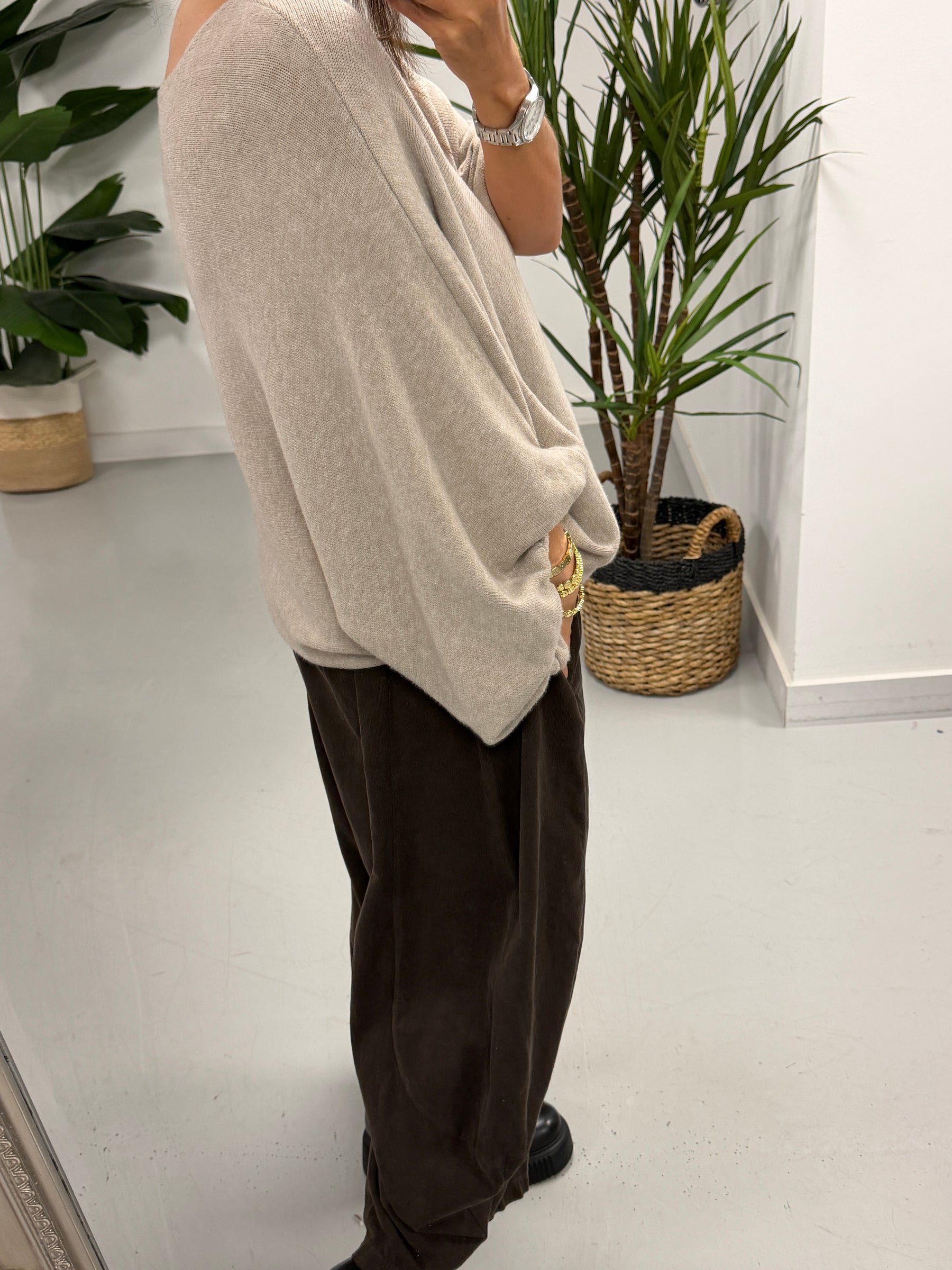 Bubble Sleeve Soft Knit - Oatmeal (Size 10-18)