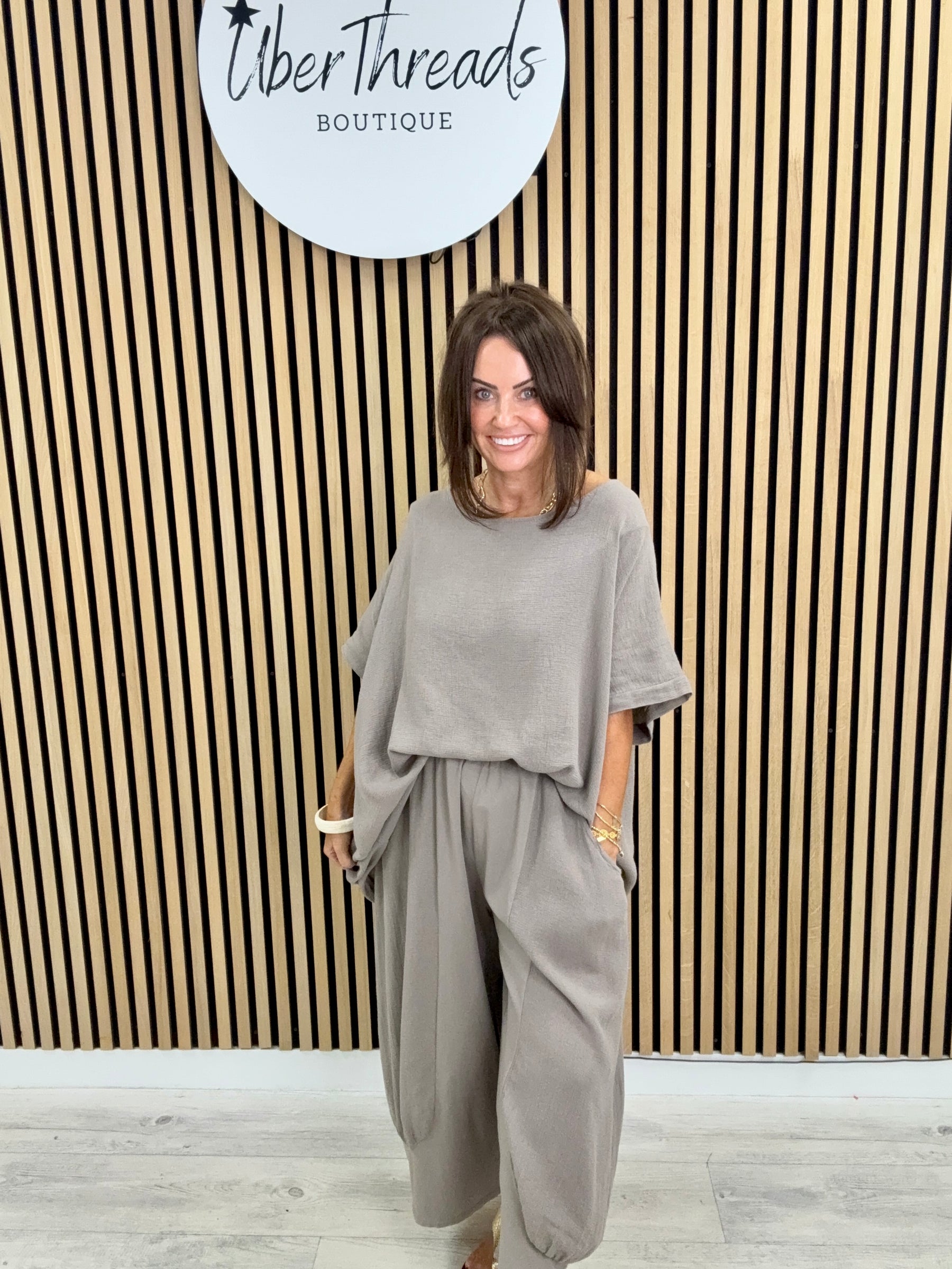 Sahara Split Button Back - Taupe