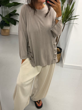 Military Slouch Top - Taupe