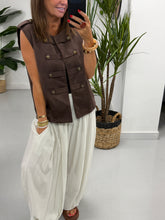 Velour Military Waistcoat - Chocolate
