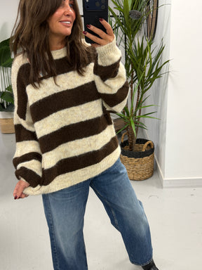 The Buxton Stripy Knit - Chocolate/Cream (Size 8-16)